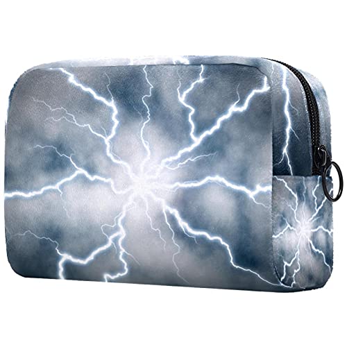 Bolsa de maquillaje de viaje de descarga eléctrica para maquillaje, bolsa de maquillaje, organizador con cremallera para mujeres y niñas