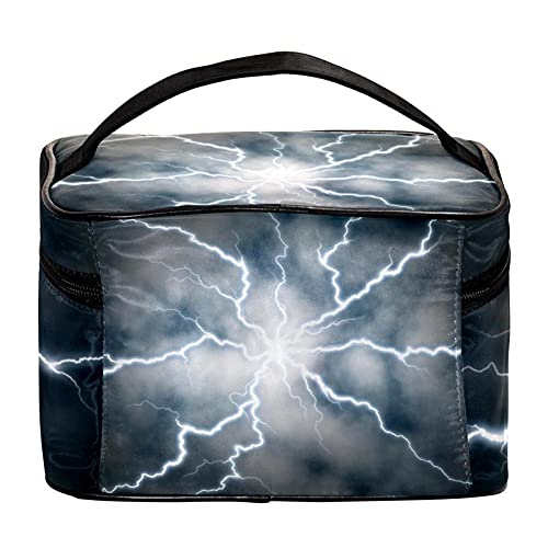 Bolsa de maquillaje de viaje de descarga eléctrica para maquillaje, organizador de maquillaje, con cremallera, para mujeres y niñas