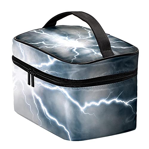 Bolsa de maquillaje de viaje de descarga eléctrica para maquillaje, organizador de maquillaje, con cremallera, para mujeres y niñas