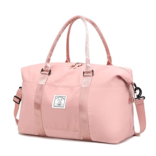 Bolsa Deporte Mujer Bolsa de Gimnasio, Impermeable Bolsa de Viaje Mujer Fin de Semana, Grande Bolsa de Lona con Bolsillo húmedo y para el Hombro