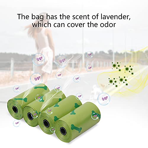bolsas excrementos perros 120 Extra gruesa Perfumado a Lavanda Bolsas para Caca de Perro Biodegradable Mide 32 * 22cm Seguridad 100% a prueba de fugas Verde