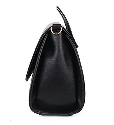 Bolso Bandolera Cuero PU Bolso de Hombro Kawaii Casual Bolso Messenger Bolsos para Mujer (Negro)