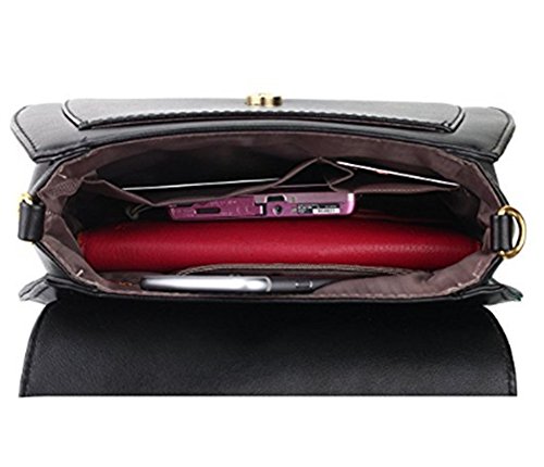 Bolso Bandolera Cuero PU Bolso de Hombro Kawaii Casual Bolso Messenger Bolsos para Mujer (Negro)