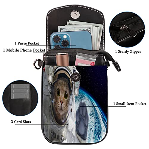 Bolso bandolera para teléfono celular con diseño de astronauta, tamaño pequeño, de 5,1 x 0,8 pulgadas, con correa para el hombro, para hombres, mujeres y niñas