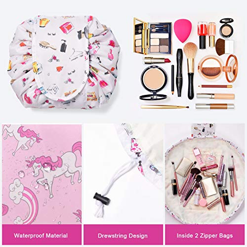 Bolso de Cosméticos, XiYee 4 Piezas Neceser Viaje Mujer Bolsa, Bolsa de Almacenamiento de Maquillaje Perezoso de Viaje de Gran Capacidad Portátil e Impermeable Paquete Duales Mágicas
