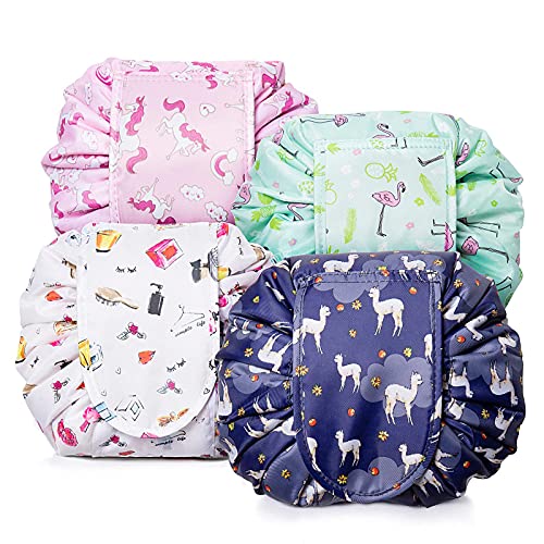 Bolso de Cosméticos, XiYee 4 Piezas Neceser Viaje Mujer Bolsa, Bolsa de Almacenamiento de Maquillaje Perezoso de Viaje de Gran Capacidad Portátil e Impermeable Paquete Duales Mágicas