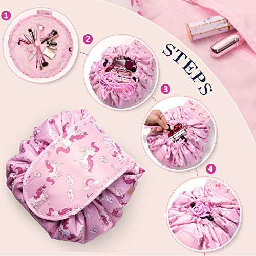 Bolso de Cosméticos, XiYee 4 Piezas Neceser Viaje Mujer Bolsa, Bolsa de Almacenamiento de Maquillaje Perezoso de Viaje de Gran Capacidad Portátil e Impermeable Paquete Duales Mágicas