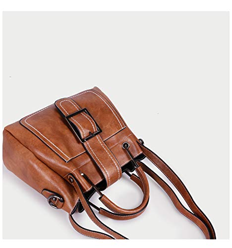 Bolso de Cuero de PU Pequeño Bolsa de Mano Bolsa de Hombro Tote Crossbody Bolso Shopper para Mujer Trabajo Viaje Marrón