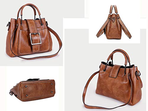 Bolso de Cuero de PU Pequeño Bolsa de Mano Bolsa de Hombro Tote Crossbody Bolso Shopper para Mujer Trabajo Viaje Marrón