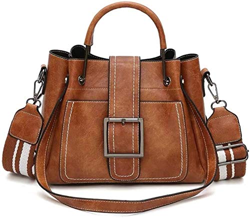 Bolso de Cuero de PU Pequeño Bolsa de Mano Bolsa de Hombro Tote Crossbody Bolso Shopper para Mujer Trabajo Viaje Marrón