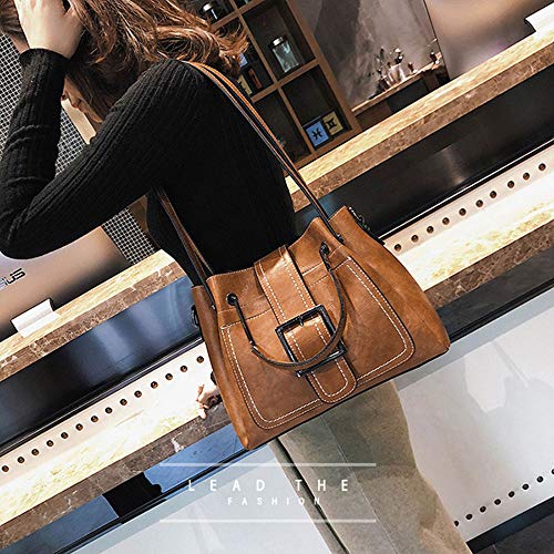 Bolso de Cuero de PU Pequeño Bolsa de Mano Bolsa de Hombro Tote Crossbody Bolso Shopper para Mujer Trabajo Viaje Marrón