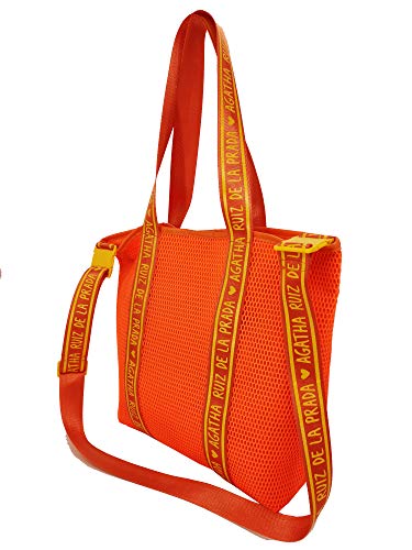 Bolso de mujer bandolera naranja con asa para hombro shopper de malla Agatha Ruiz de la Prada