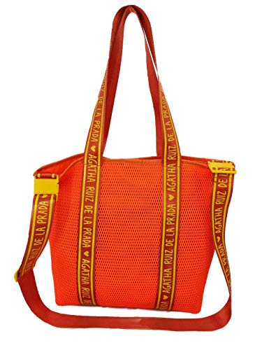 Bolso de mujer bandolera naranja con asa para hombro shopper de malla Agatha Ruiz de la Prada