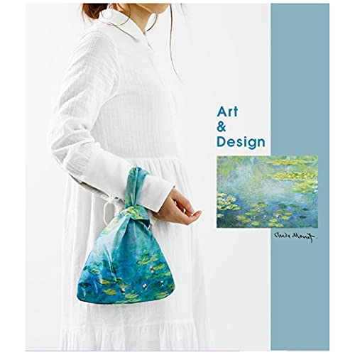 Bolso de muñeca con patrón de kimono japonés, resistente al agua, bolso de mano, bolsa de nudo, cartera portátil para mujer (flor de albaricoque)
