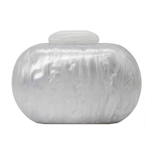 Bolso De Noche Mujeres Bolso De Mano Acrílico De Forma Ovalada Mujer, Bolso De Fiesta De Boda, Bolso De Noche para Mujer, Bonito Bolso De Hombro con Mini Cadena-Blanco