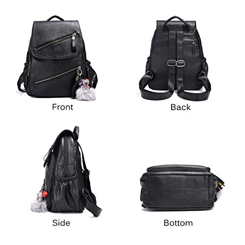 Bolso Mochila Cuero Mujer Antirrobo Mochilas Mujer Casual, JOSEKO Ligero de PU Impermeable Mochila de Viaje de Gran Capacidad Bolsa de Hombro Convertible con Adorno Colgante Tassel