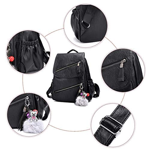 Bolso Mochila Cuero Mujer Antirrobo Mochilas Mujer Casual, JOSEKO Ligero de PU Impermeable Mochila de Viaje de Gran Capacidad Bolsa de Hombro Convertible con Adorno Colgante Tassel