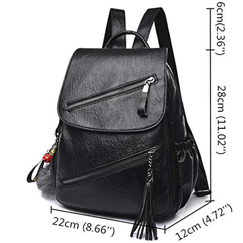 Bolso Mochila Cuero Mujer Antirrobo Mochilas Mujer Casual, JOSEKO Ligero de PU Impermeable Mochila de Viaje de Gran Capacidad Bolsa de Hombro Convertible con Adorno Colgante Tassel
