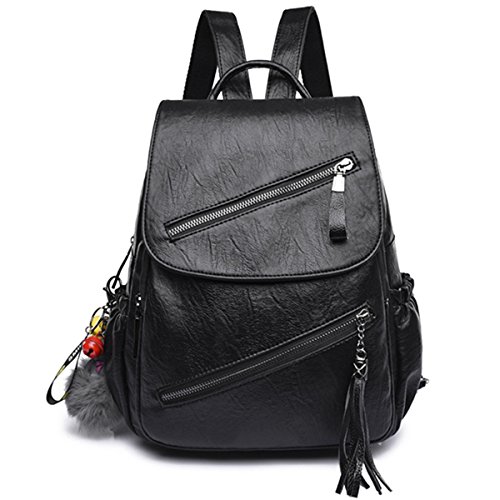 Bolso Mochila Cuero Mujer Antirrobo Mochilas Mujer Casual, JOSEKO Ligero de PU Impermeable Mochila de Viaje de Gran Capacidad Bolsa de Hombro Convertible con Adorno Colgante Tassel