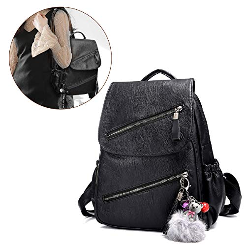 Bolso Mochila Cuero Mujer Antirrobo Mochilas Mujer Casual, JOSEKO Ligero de PU Impermeable Mochila de Viaje de Gran Capacidad Bolsa de Hombro Convertible con Adorno Colgante Tassel