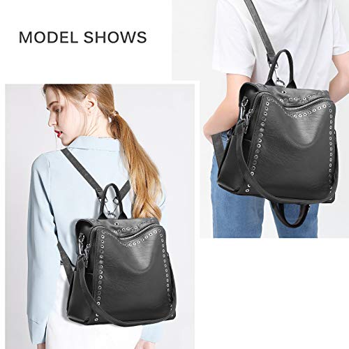 Bolsos Mochila Mujer Antirrobo Bolso de Hombro, JOSEKO Mochila de Piel Cuero Casual Mochilas Vestir Impermeable Bolsa Bandolera con Práctico Toma De Auriculares para Compras Viaje Gran Capacidad