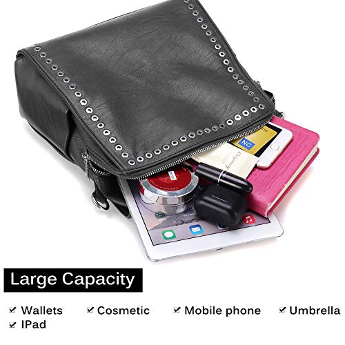 Bolsos Mochila Mujer Antirrobo Bolso de Hombro, JOSEKO Mochila de Piel Cuero Casual Mochilas Vestir Impermeable Bolsa Bandolera con Práctico Toma De Auriculares para Compras Viaje Gran Capacidad