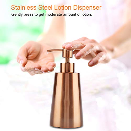 Bomba Dispensadora de Loción de Champú con Jabón Líquido de Acero Inoxidable de 350 Ml Dispensador de Jabón Recargable Cuadrado para Encimera de Cocina o Baño (Oro Rosa)