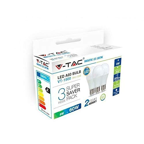 Bombilla LED V-Tac E27 3 W a 24 W bombilla esférica globo par RGB Dimmer VTAC (blanco natural, GV69), 7 unidades