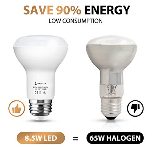 Bombillas LED E27, LOHAS 8.5W (Equivalente 65W) Bombillas Reflectoras R63, 810LM, Blanco Calído 3000K, No Regulable, Ideal Para la Iluminación del Hogar, Pack de 5 Unidades