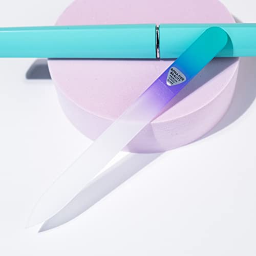 Bona Fide Beauty Lima de Uñas de Vidrio Pastel con Estuche – Lima de Vidrio Templado Checo – Lima de Vidrio para Manicura de Uñas Naturales