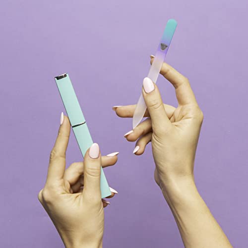 Bona Fide Beauty Lima de Uñas de Vidrio Pastel con Estuche – Lima de Vidrio Templado Checo – Lima de Vidrio para Manicura de Uñas Naturales