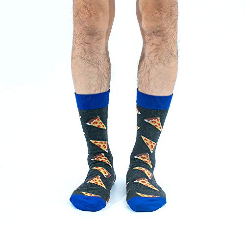 BONANGEL Coloridos Calcetines Para Hombres,Calcetines de Vestir Divertidos, Calcetines de Oficina de Algodón con Estampados Divertidos y Elegantes de Fantasía, Locos Geniales (8 Pairs-Pizza3)