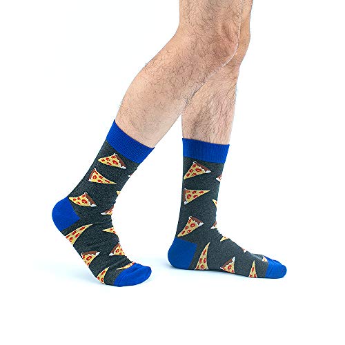 BONANGEL Coloridos Calcetines Para Hombres,Calcetines de Vestir Divertidos, Calcetines de Oficina de Algodón con Estampados Divertidos y Elegantes de Fantasía, Locos Geniales (8 Pairs-Pizza3)