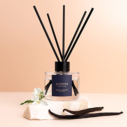 Bond & Brewer - Difusor de caña de jazmín - Aceite perfumado - Fragancia casera de 100 ml para esposa - Regalo para hija - Hermana - Novia - Aroma de lujo