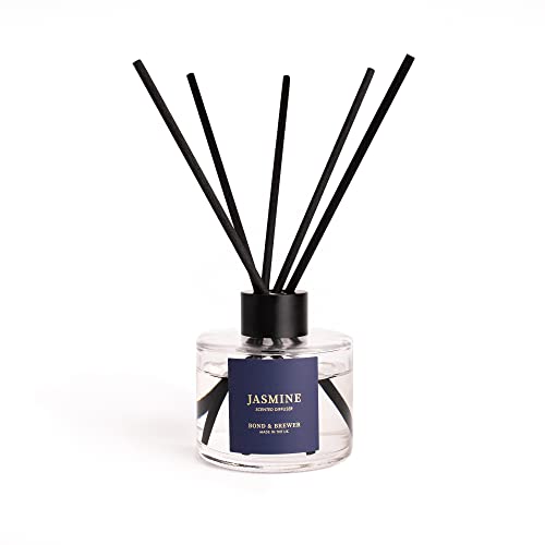 Bond & Brewer - Difusor de caña de jazmín - Aceite perfumado - Fragancia casera de 100 ml para esposa - Regalo para hija - Hermana - Novia - Aroma de lujo