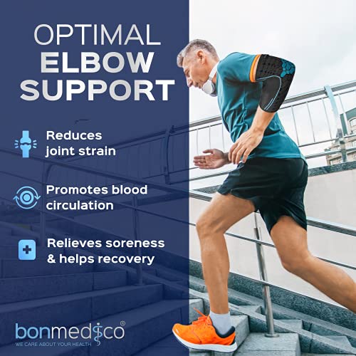 ﻿﻿Bonmedico Coderas para Tendinitis y Epicondilitis - Banda de Compresion para Brazo, Unisex - Soporte y Proteccion para las Articulaciones del Codo