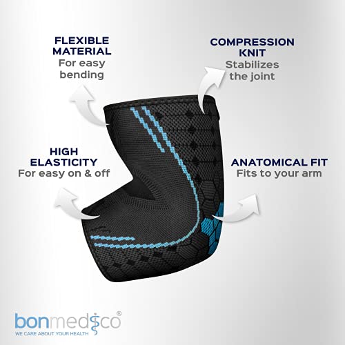 ﻿﻿Bonmedico Coderas para Tendinitis y Epicondilitis - Banda de Compresion para Brazo, Unisex - Soporte y Proteccion para las Articulaciones del Codo