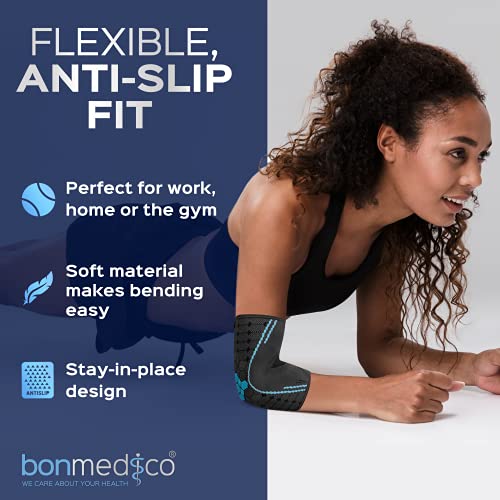 ﻿﻿Bonmedico Coderas para Tendinitis y Epicondilitis - Banda de Compresion para Brazo, Unisex - Soporte y Proteccion para las Articulaciones del Codo