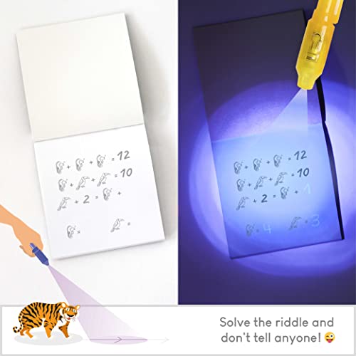 BONNYCO Bolígrafo Tinta Invisible y Libreta Animales de la Selva Pack x16 Detalles Cumpleaños Niños, Regalos Cumpleaños Niños Colegio, Piñatas de Cumpleaños | Regalos Fiesta Cumpleaños Infantil