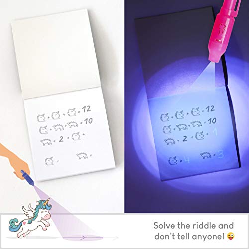 BONNYCO Bolígrafo Tinta Invisible y Libreta Unicornio Pack x16 Detalles Cumpleaños Niños, Regalos Cumpleaños Niños Colegio, Piñatas de Cumpleaños | Regalos Fiesta Cumpleaños Infantil