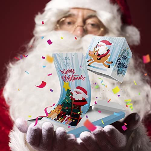 «BOOM» Merry Christmas Explosiva Tarjeta Navidad Confeti, Sorpresa 3D Pop up, Felicitaciones Navideñas Originales para Amore, Familia, Amigos, Colegas, Niños