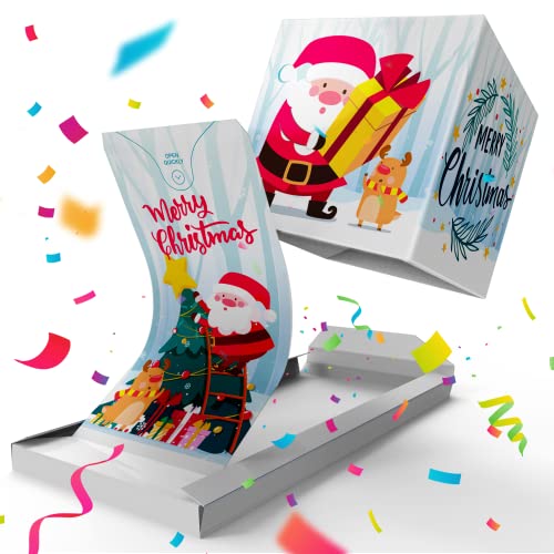 «BOOM» Merry Christmas Explosiva Tarjeta Navidad Confeti, Sorpresa 3D Pop up, Felicitaciones Navideñas Originales para Amore, Familia, Amigos, Colegas, Niños
