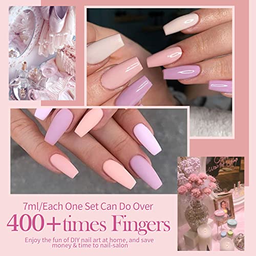 BORN PRETTY Juego de Esmalte Semipermanente de gel, color gris y rosa, púrpura, serie de esmalte de gel LED de gel para invierno, kit de manicura con gel superior y base, juego de regalo18+3