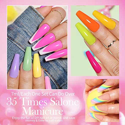 BORN PRETTY Juego de gel de esmalte de uñas semipermanente Pastel, Macaron color, 18+3 botellas de esmalte de uñas de gel UV de verano, con Base Coat and Mate Top Coat Juego de uñas