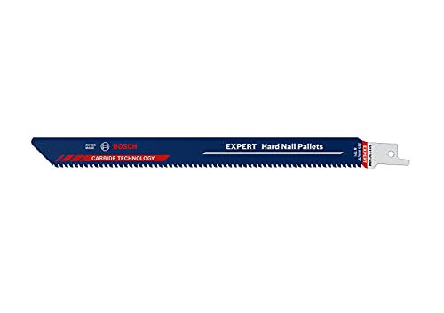 Bosch Professional 1 x Hojas de sierra sable Expert Hard Nail Pallets S 1122 CHM, para Madera con metal duro, Longitud 225 mm, Accesorios Sierra sable