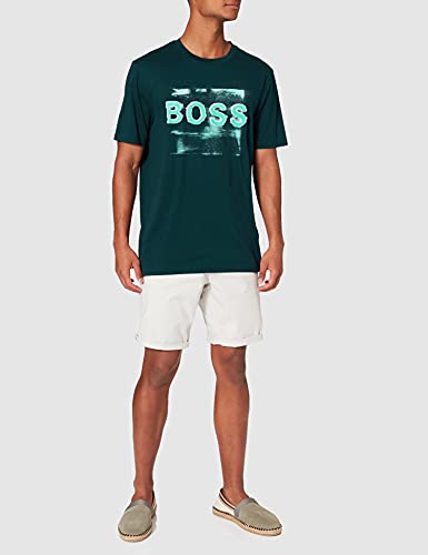 BOSS Logotipo Bordado Camiseta, Dark Green 305, XXL para Hombre