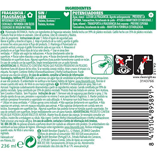 Botanica By Air Wick Ambientador Pulverizador, Esencia para Casa con Aroma a Vetiver Caribeño y Sándalo, 236 Mililitros