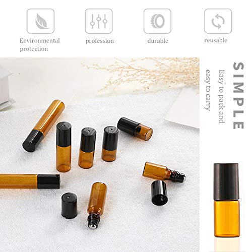 Botella De Aceite Esencial, Senteen 20 Pcs Marrón Botellas Roll On Aceites Esenciales Botellas De Vidrio Ámbar 4 Abridor De Gorro De Bola y 5 Gotero, Para Masajes Aromaterapia