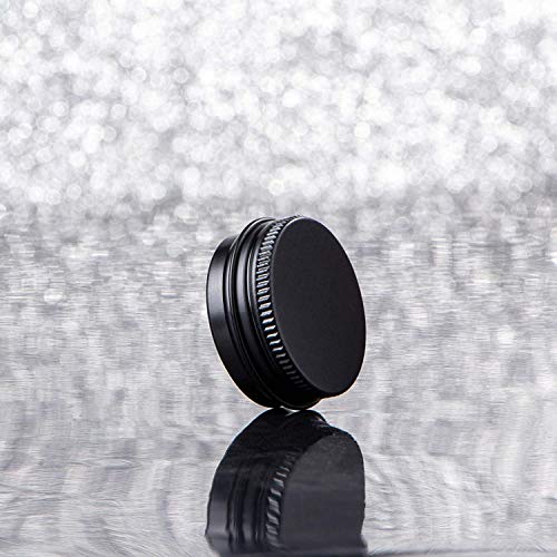 Botella de Aluminio Redonda para bálsamo Labial con Tapa de Rosca, latas vacías Negras para bálsamos, Polvos, Especias o Caramelos (Paquete de 15 ml-30)