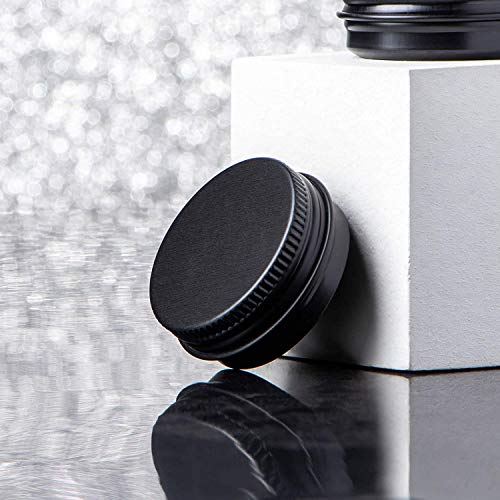 Botella de Aluminio Redonda para bálsamo Labial con Tapa de Rosca, latas vacías Negras para bálsamos, Polvos, Especias o Caramelos (Paquete de 15 ml-30)